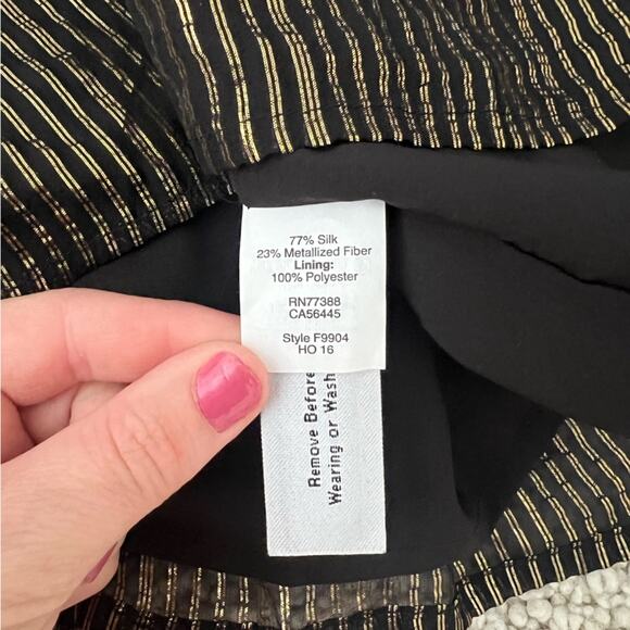 Madewell Silk Blend Metallic Gold Black Striped High Neck Tank Top Size 6 - Picture 7 of 10